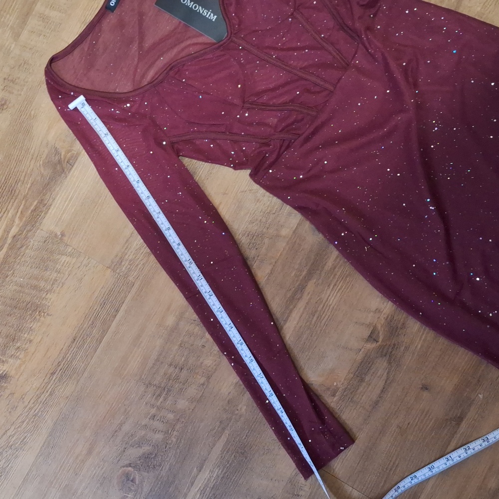 Sparkly Maroon New Year’s Bodycon Dress NWT - Picture 11 of 11